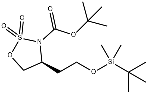 1,2,3-Oxathiazolidine-3-carboxylic acid, 4-[2-[[(1,1-dimethylethyl)dimethylsilyl]oxy]ethyl]-, 1,1-dimethylethyl ester, 2,2-dioxide, (4S)- 구조식 이미지