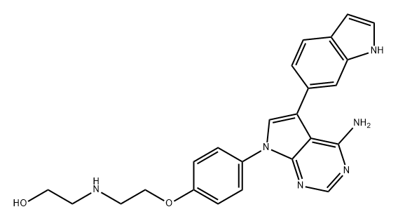 Ethanol, 2-[[2-[4-[4-amino-5-(1H-indol-6-yl)-7H-pyrrolo[2,3-d]pyrimidin-7-yl]phenoxy]ethyl]amino]- Structure