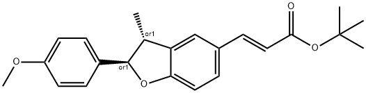 2-Propenoic acid, 3-[(2R,3R)-2,3-dihydro-2-(4-methoxyphenyl)-3-methyl-5-benzofuranyl]-, 1,1-dimethylethyl ester, (2E)-rel- Structure