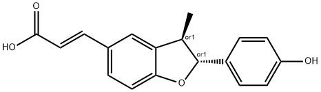 2-Propenoic acid, 3-[(2R,3R)-2,3-dihydro-2-(4-hydroxyphenyl)-3-methyl-5-benzofuranyl]-, (2E)-rel- Structure