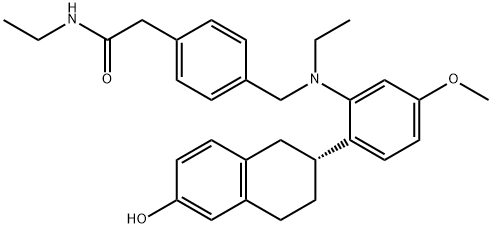 Benzeneacetamide, N-ethyl-4-[[ethyl[5-methoxy-2-[(2R)-1,2,3,4-tetrahydro-6-hydroxy-2-naphthalenyl]phenyl]amino]methyl]- Structure