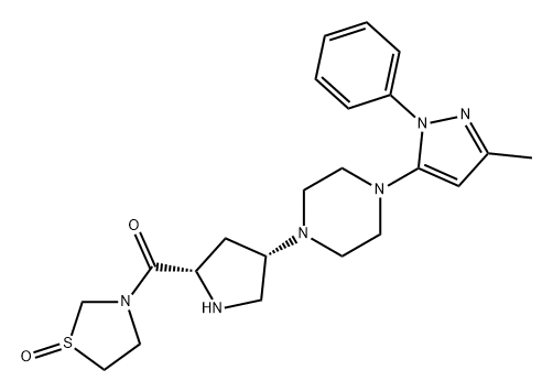 Methanone, [(2S,4S)-4-[4-(3-methyl-1-phenyl-1H-pyrazol-5-yl)-1-piperazinyl]-2-pyrrolidinyl](1-oxido-3-thiazolidinyl)- Structure