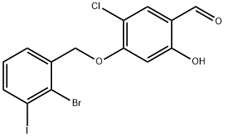 Benzaldehyde, 4-[(2-bromo-3-iodophenyl)methoxy]-5-chloro-2-hydroxy- 구조식 이미지
