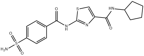 4-Thiazolecarboxamide, 2-[[4-(aminosulfonyl)benzoyl]amino]-N-cyclopentyl- Structure