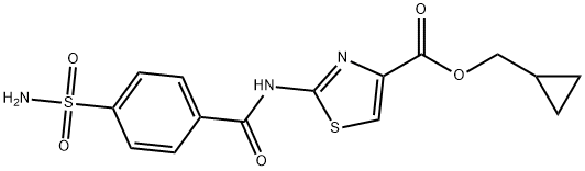 4-Thiazolecarboxylic acid, 2-[[4-(aminosulfonyl)benzoyl]amino]-, cyclopropylmethyl ester Structure