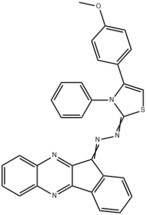 11H-Indeno[1,2-b]quinoxalin-11-one, 2-[4-(4-methoxyphenyl)-3-phenyl-2(3H)-thiazolylidene]hydrazone Structure