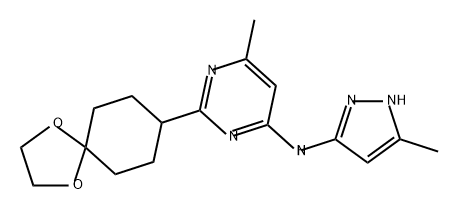 4-Pyrimidinamine, 2-(1,4-dioxaspiro[4.5]dec-8-yl)-6-methyl-N-(5-methyl-1H-pyrazol-3-yl)- Structure