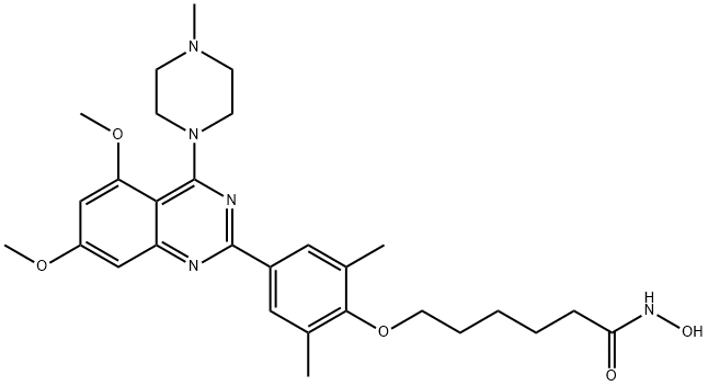 Hexanamide, 6-[4-[5,7-dimethoxy-4-(4-methyl-1-piperazinyl)-2-quinazolinyl]-2,6-dimethylphenoxy]-N-hydroxy- Structure