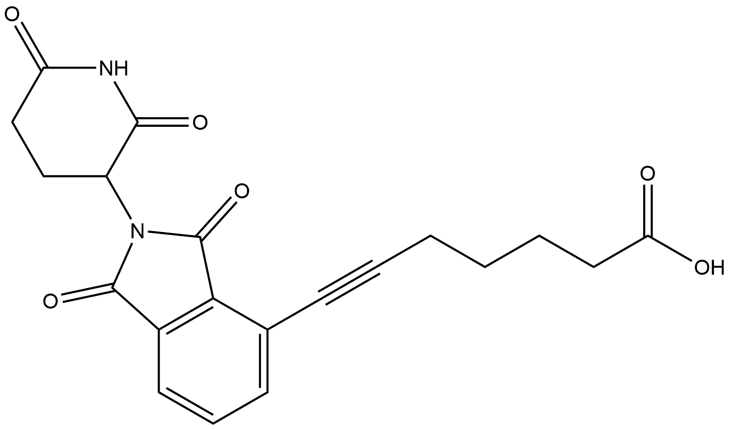 7-[2-(2,6-dioxo-3-piperidyl)-1,3-dioxo-isoindolin-4-yl]hept-6-ynoic acid 구조식 이미지