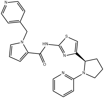 1H-Pyrrole-2-carboxamide, 1-(4-pyridinylmethyl)-N-[4-[(2R)-1-(2-pyridinyl)-2-pyrrolidinyl]-2-thiazolyl]- 구조식 이미지