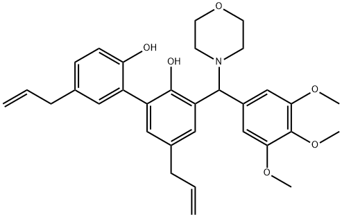 [1,1'-Biphenyl]-2,2'-diol, 3-[4-morpholinyl(3,4,5-trimethoxyphenyl)methyl]-5,5'-di-2-propen-1-yl- Structure