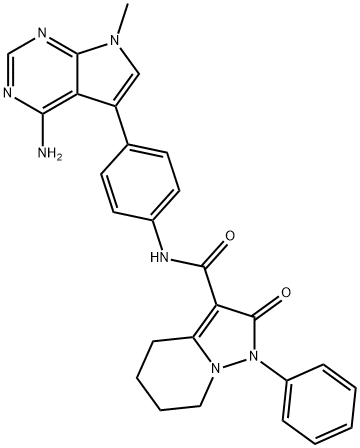 Pyrazolo[1,5-a]pyridine-3-carboxamide, N-[4-(4-amino-7-methyl-7H-pyrrolo[2,3-d]pyrimidin-5-yl)phenyl]-1,2,4,5,6,7-hexahydro-2-oxo-1-phenyl- Structure