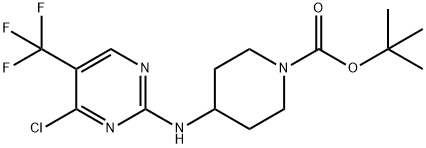 1-Piperidinecarboxylic acid, 4-[[4-chloro-5-(trifluoromethyl)-2-pyrimidinyl]amino]-, 1,1-dimethylethyl ester 구조식 이미지
