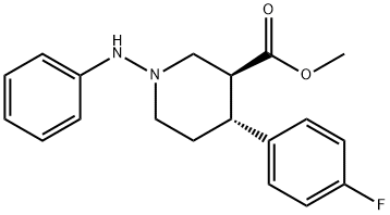 3-Piperidinecarboxylic acid, 4-(4-fluorophenyl)-1-(phenylamino)-, methyl ester, (3S,4R)- Structure