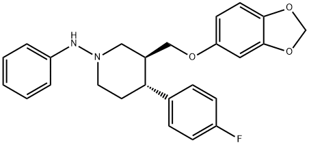 1-Piperidinamine, 3-[(1,3-benzodioxol-5-yloxy)methyl]-4-(4-fluorophenyl)-N-phenyl-, (3S,4R)- Structure