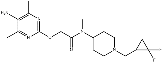 Acetamide, 2-[(5-amino-4,6-dimethyl-2-pyrimidinyl)oxy]-N-[1-[(2,2-difluorocyclopropyl)methyl]-4-piperidinyl]-N-methyl- Structure