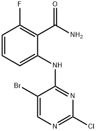 Benzamide, 2-[(5-bromo-2-chloro-4-pyrimidinyl)amino]-6-fluoro- Structure