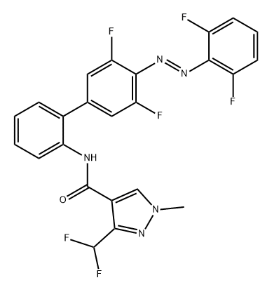 1H-Pyrazole-4-carboxamide, 3-(difluoromethyl)-N-[4'-[(1E)-2-(2,6-difluorophenyl)diazenyl]-3',5'-difluoro[1,1'-biphenyl]-2-yl]-1-methyl- Structure