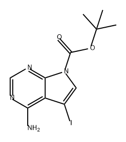 7H-Pyrrolo[2,3-d]pyrimidine-7-carboxylic acid, 4-amino-5-iodo-, 1,1-dimethylethyl ester 구조식 이미지