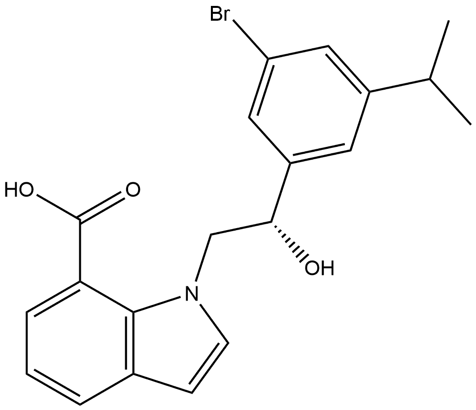 (S)-1-(2-(3-bromo-5-isopropylphenyl)-2-hydroxyethyl)-1H-indole-7-carboxylic acid 구조식 이미지
