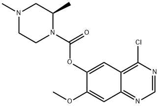 1-Piperazinecarboxylic acid, 2,4-dimethyl-, 4-chloro-7-methoxy-6-quinazolinyl ester, (2R)- Structure