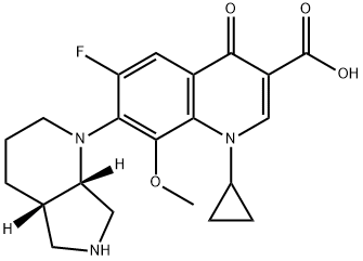 3-Quinolinecarboxylic acid, 1-cyclopropyl-6-fluoro-1,4-dihydro-8-methoxy-7-[(4aS,7aS)-octahydro-1H-pyrrolo[3,4-b]pyridin-1-yl]-4-oxo- Structure