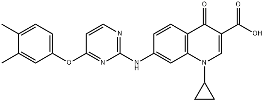 3-Quinolinecarboxylic acid, 1-cyclopropyl-7-[[4-(3,4-dimethylphenoxy)-2-pyrimidinyl]amino]-1,4-dihydro-4-oxo- Structure