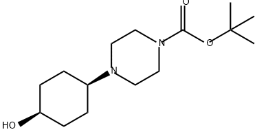 1-Piperazinecarboxylic acid, 4-(cis-4-hydroxycyclohexyl)-, 1,1-dimethylethyl ester Structure