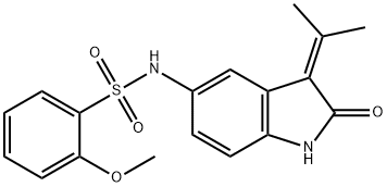 Benzenesulfonamide, N-[2,3-dihydro-3-(1-methylethylidene)-2-oxo-1H-indol-5-yl]-2-methoxy- 구조식 이미지