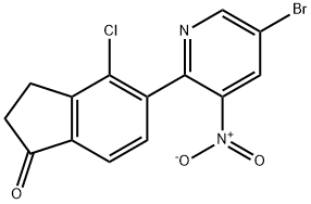 1H-?Inden-?1-?one, 5-?(5-?bromo-?3-?nitro-?2-?pyridinyl)?-?4-?chloro-?2,?3-?dihydro- Structure