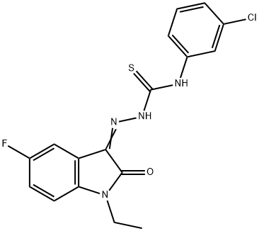 Hydrazinecarbothioamide, N-(3-chlorophenyl)-2-(1-ethyl-5-fluoro-1,2-dihydro-2-oxo-3H-indol-3-ylidene)- Structure