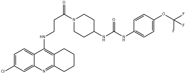 Urea, N-[1-[3-[(6-chloro-1,2,3,4-tetrahydro-9-acridinyl)amino]-1-oxopropyl]-4-piperidinyl]-N'-[4-(trifluoromethoxy)phenyl]- Structure