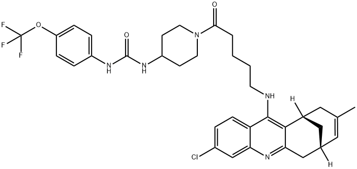 Urea, N-[1-[5-[[(7S,11S)-3-chloro-6,7,10,11-tetrahydro-9-methyl-7,11-methanocycloocta[b]quinolin-12-yl]amino]-1-oxopentyl]-4-piperidinyl]-N'-[4-(trifluoromethoxy)phenyl]- Structure