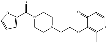 4H-Pyran-4-one, 3-[2-[4-(2-furanylcarbonyl)-1-piperazinyl]ethoxy]-2-methyl- Structure