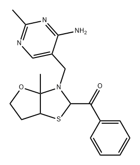 Methanone, [3-[(4-amino-2-methyl-5-pyrimidinyl)methyl]hexahydro-3a-methylfuro[2,3-d]thiazol-2-yl]phenyl- Structure