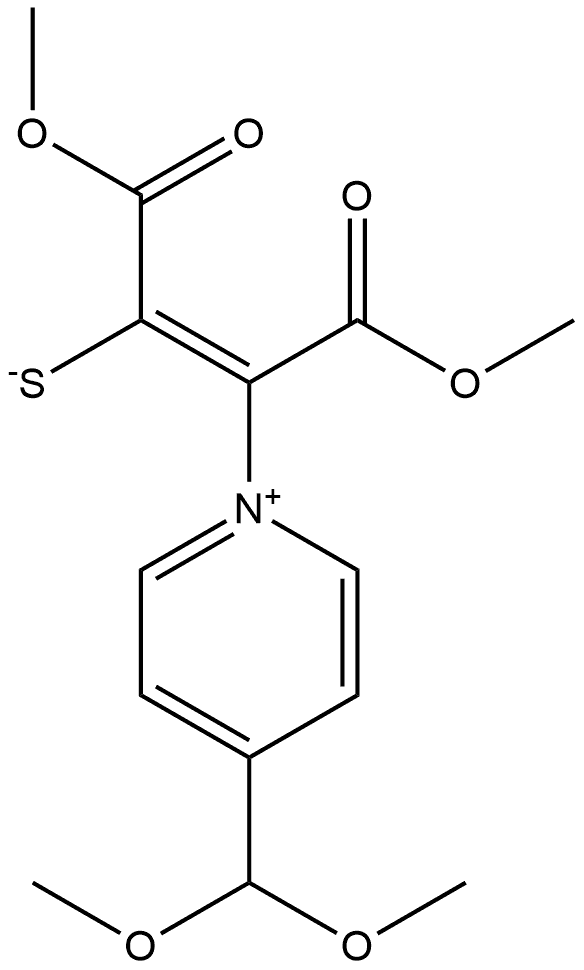 Pyridinium, 4-(dimethoxymethyl)-1-[(1Z)-2-mercapto-3-methoxy-1-(methoxycarbonyl)-3-oxo-1-propen-1-yl]-, inner salt Structure