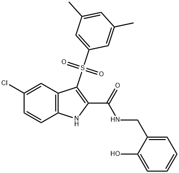 1H-Indole-2-carboxamide, 5-chloro-3-[(3,5-dimethylphenyl)sulfonyl]-N-[(2-hydroxyphenyl)methyl]- Structure