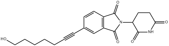 1H-Isoindole-1,3(2H)-dione, 2-(2,6-dioxo-3-piperidinyl)-5-(7-hydroxy-1-heptyn-1-yl)- 구조식 이미지