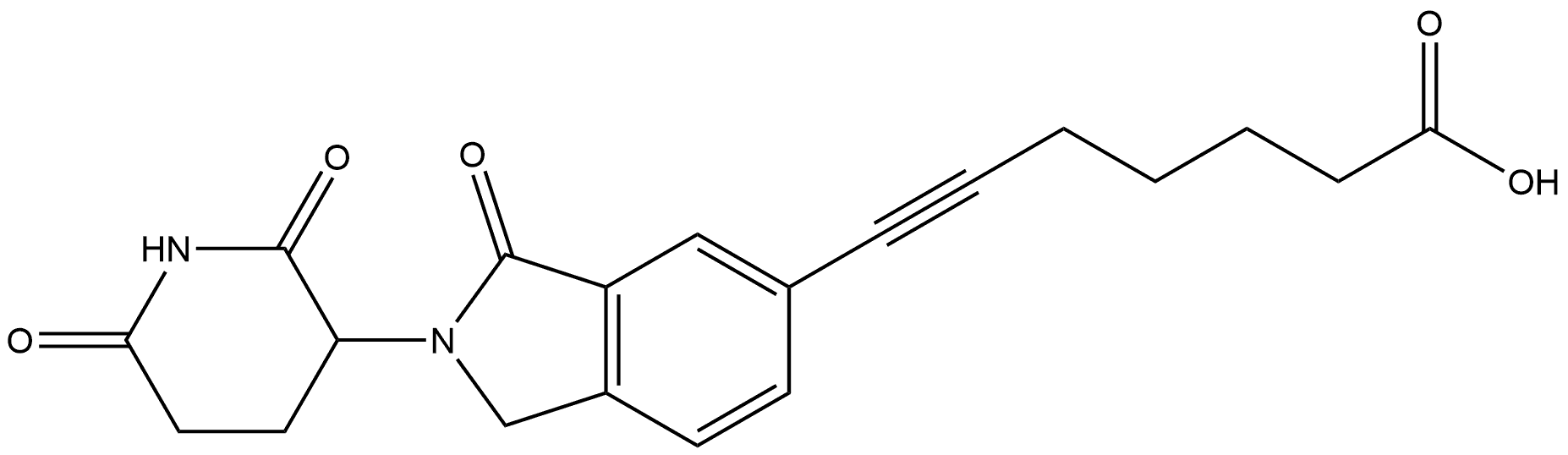 7-[2-(2,6-Dioxo-3-piperidinyl)-2,3-dihydro-3-oxo-1H-isoindol-5-yl]-6-heptynoic acid (ACI) Structure