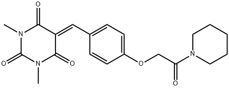 2,4,6(1H,3H,5H)-Pyrimidinetrione, 1,3-dimethyl-5-[[4-[2-oxo-2-(1-piperidinyl)ethoxy]phenyl]methylene]- Structure