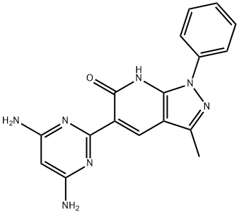 6H-Pyrazolo[3,4-b]pyridin-6-one, 5-(4,6-diamino-2-pyrimidinyl)-1,7-dihydro-3-methyl-1-phenyl- 구조식 이미지