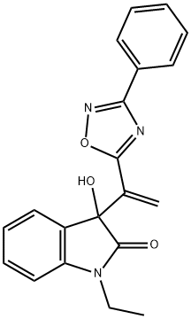 2H-Indol-2-one, 1-ethyl-1,3-dihydro-3-hydroxy-3-[1-(3-phenyl-1,2,4-oxadiazol-5-yl)ethenyl]- Structure