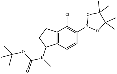 Carbamic acid, N-[4-chloro-2,3-dihydro-5-(4,4,5,5-tetramethyl-1,3,2-dioxaborolan-2-yl)-1H-inden-1-yl]-N-methyl-, 1,1-dimethylethyl ester Structure