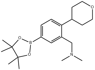 Benzenemethanamine, N,N-dimethyl-2-(tetrahydro-2H-pyran-4-yl)-5-(4,4,5,5-tetramethyl-1,3,2-dioxaborolan-2-yl)- Structure