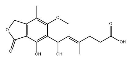 4-Hexenoic acid, 6-(1,3-dihydro-4-hydroxy-6-methoxy-7-methyl-3-oxo-5-isobenzofuranyl)-6-hydroxy-4-methyl-, (4E)- Structure