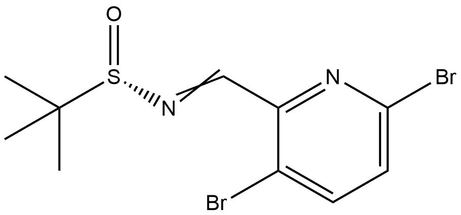 2-Propanesulfinamide, N-[(3,6-dibromo-2-pyridinyl)methylene]-2-methyl-, [S(S)]- Structure