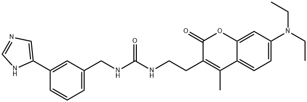 Urea, N-[2-[7-(diethylamino)-4-methyl-2-oxo-2H-1-benzopyran-3-yl]ethyl]-N'-[[3-(1H-imidazol-5-yl)phenyl]methyl]- Structure