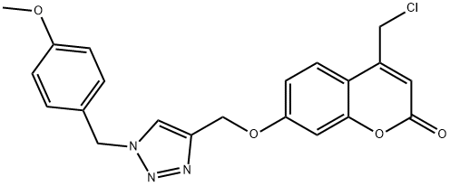 2H-1-Benzopyran-2-one, 4-(chloromethyl)-7-[[1-[(4-methoxyphenyl)methyl]-1H-1,2,3-triazol-4-yl]methoxy]- Structure