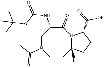 Pyrrolo[1,2-a][1,5]diazocine-8-carboxylic acid, 3-acetyl-5-[[(1,1-dimethylethoxy)carbonyl]amino]decahydro-6-oxo-, (5S,8S,10aR)- Structure