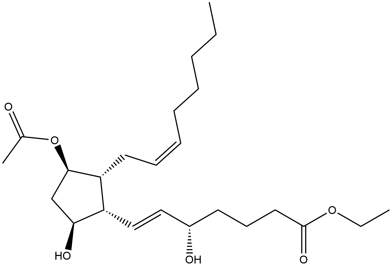 Prosta-6,14-dien-1-oic acid, 11-(acetyloxy)-5,9-dihydroxy-, ethyl ester, (5S,6E,8β,9α,11α,14Z)- (9CI) 구조식 이미지